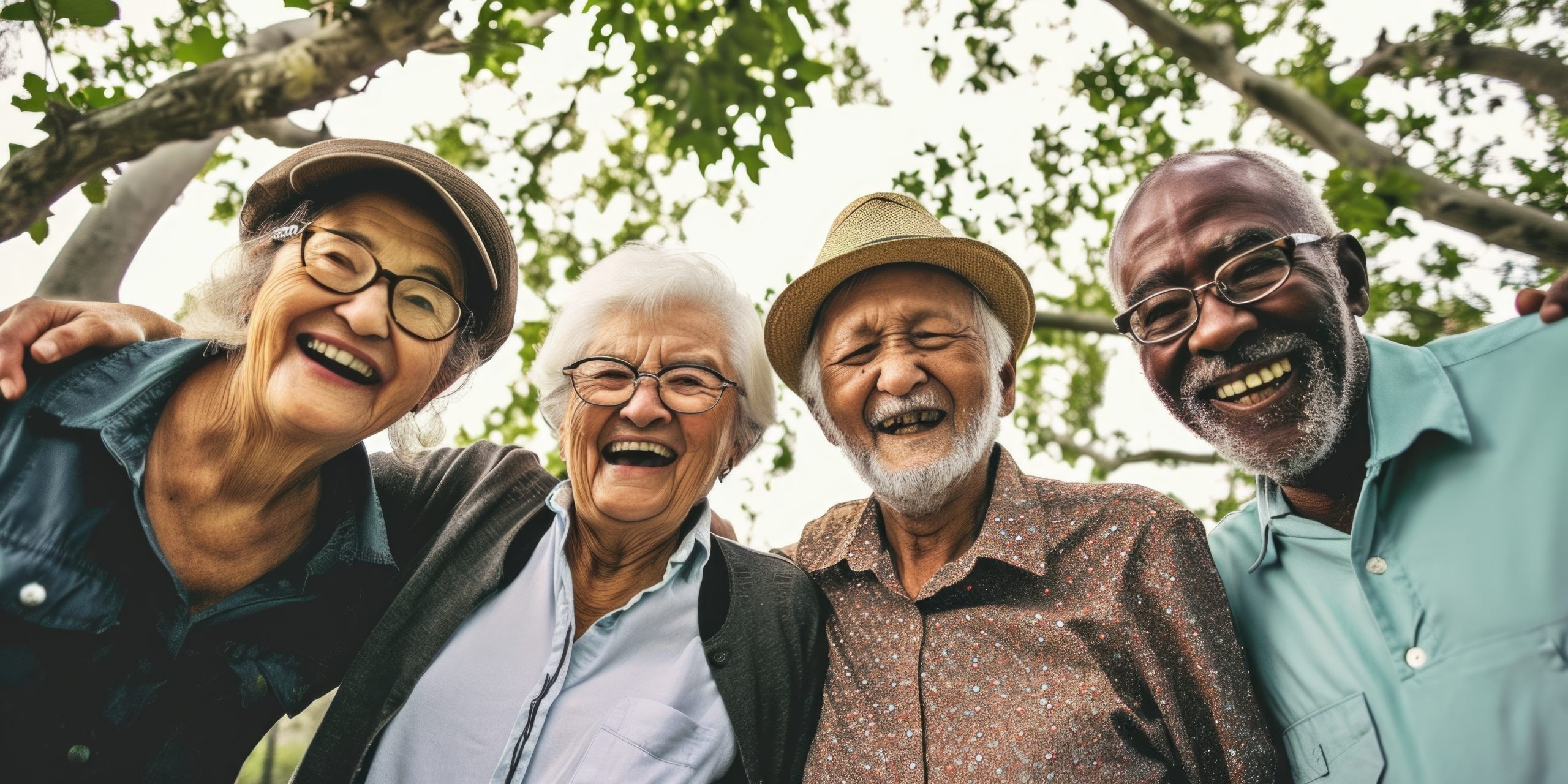 A group of older individuals standing next to each other. Suitable for various concepts and themes